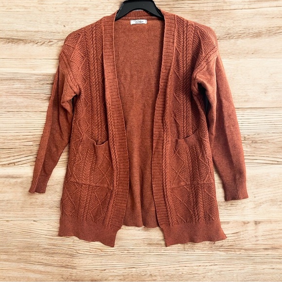 Victoria Sweaters - Victoria Women’s Brown/Rust colored Knit Open Front Cardigan Sweater One size
